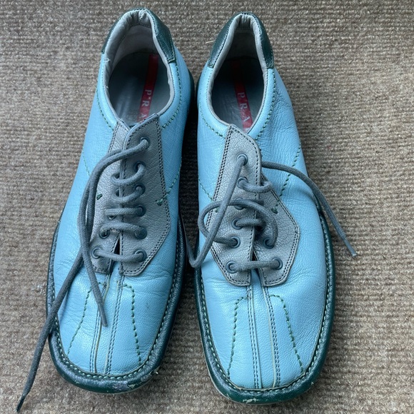 Prada Shoes - PRADA Light Blue Leather Women’s Lace-Up Shoes